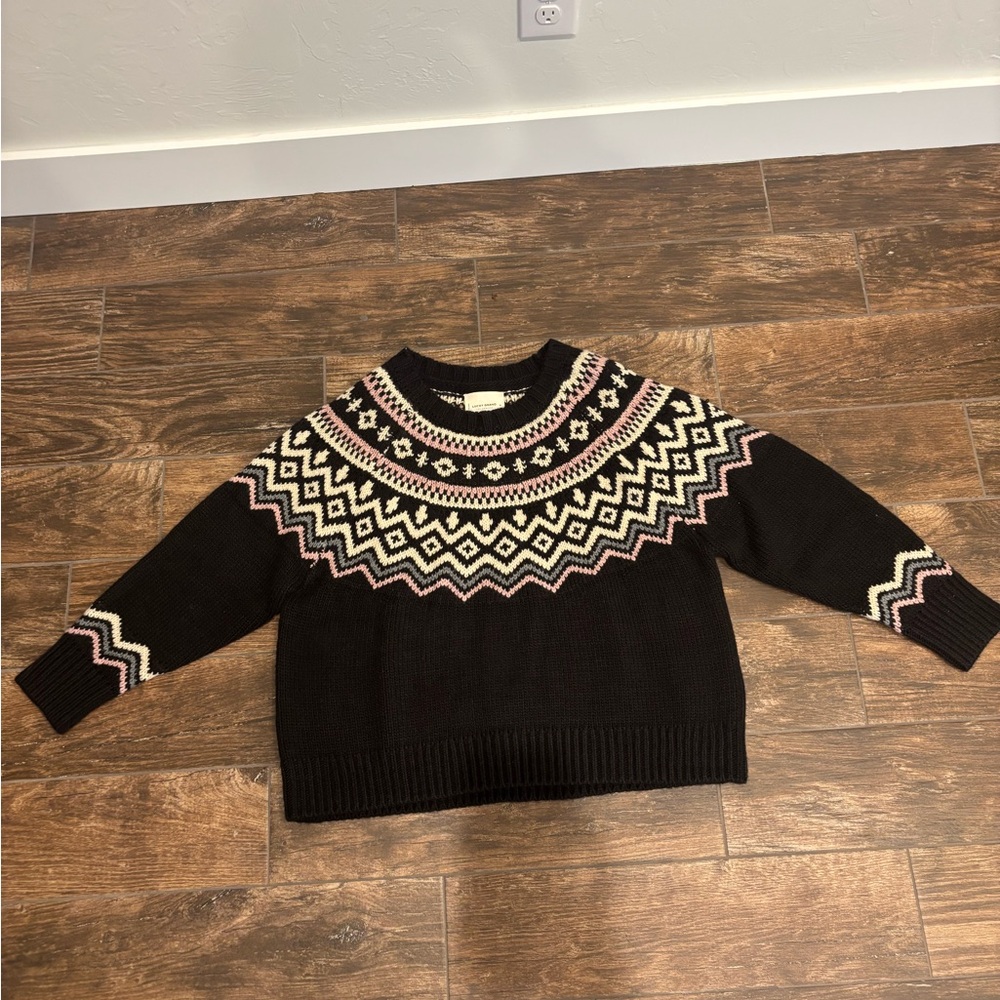 Lucky Brand Black and Pink Geometric Sweater